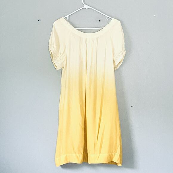 Miss Closet Mini Dress Medium Butter Yellow Ombre 100% Silk Pastel Femine - Picture 2 of 5